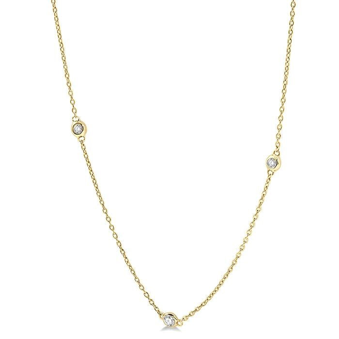 1/2 Ctw Round Cut Diamond Station Necklace in 14K Yellow Gold