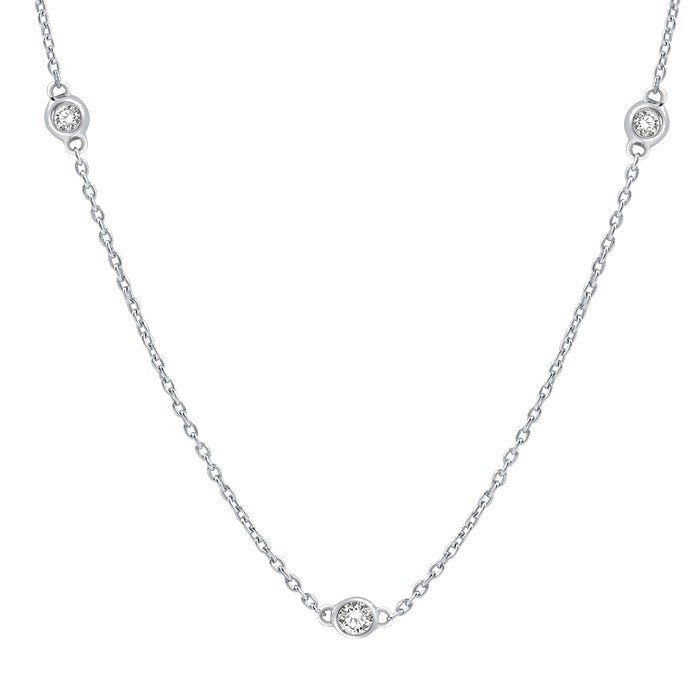 1/2 Ctw Round Cut Diamond Station Necklace in Platinum