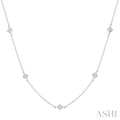 1/2 Ctw Princess Cut Diamond Fashion Station Necklace in 14K White Gold