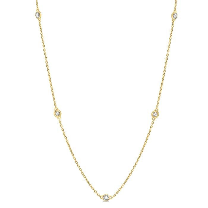 1/4 Ctw Round Cut Diamond Fashion Necklace in 14K Yellow Gold
