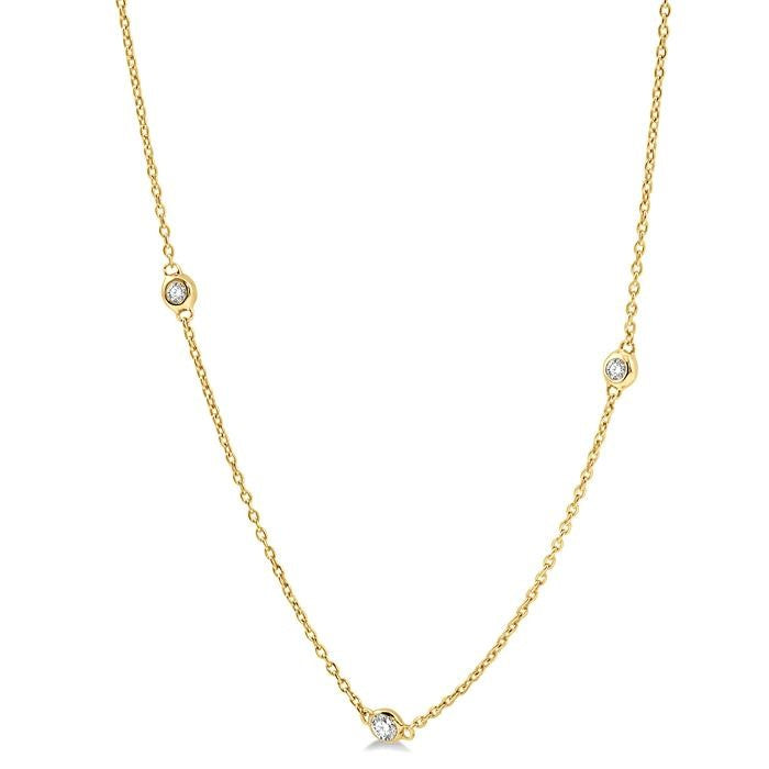 1/4 Ctw Round Cut Diamond Fashion Necklace in 14K Yellow Gold