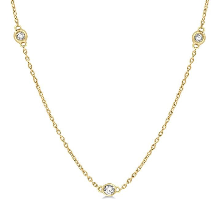 1/4 Ctw Round Cut Diamond Fashion Necklace in 14K Yellow Gold