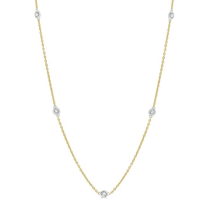 1/4 Ctw Round Cut Diamond Fashion Necklace in 14K Yellow and White Gold