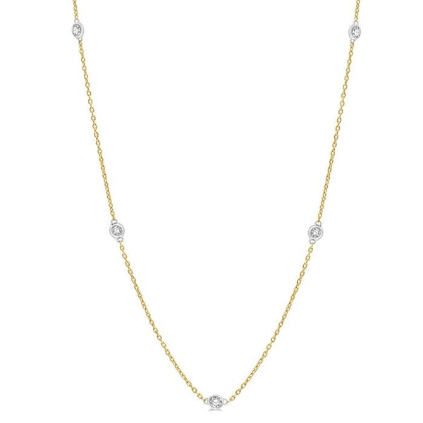1/4 Ctw Round Cut Diamond Fashion Necklace in 14K Yellow and White Gold