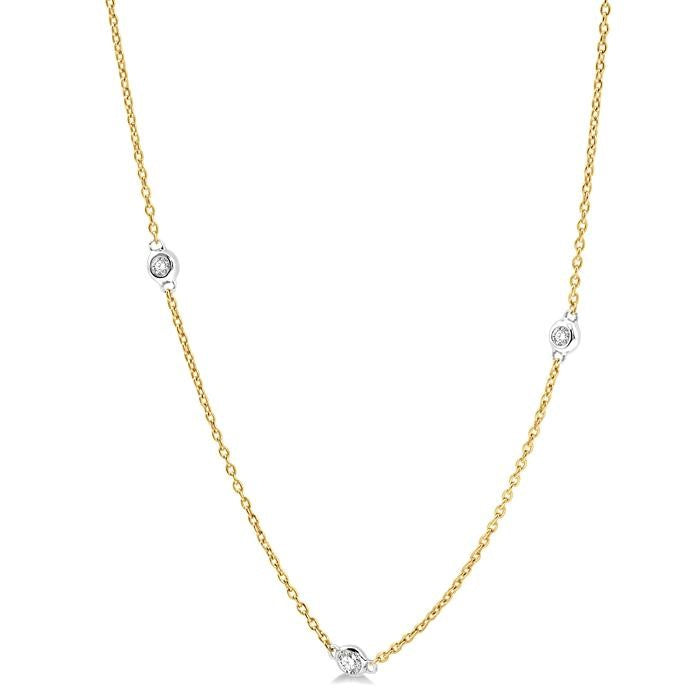 1/4 Ctw Round Cut Diamond Fashion Necklace in 14K Yellow and White Gold