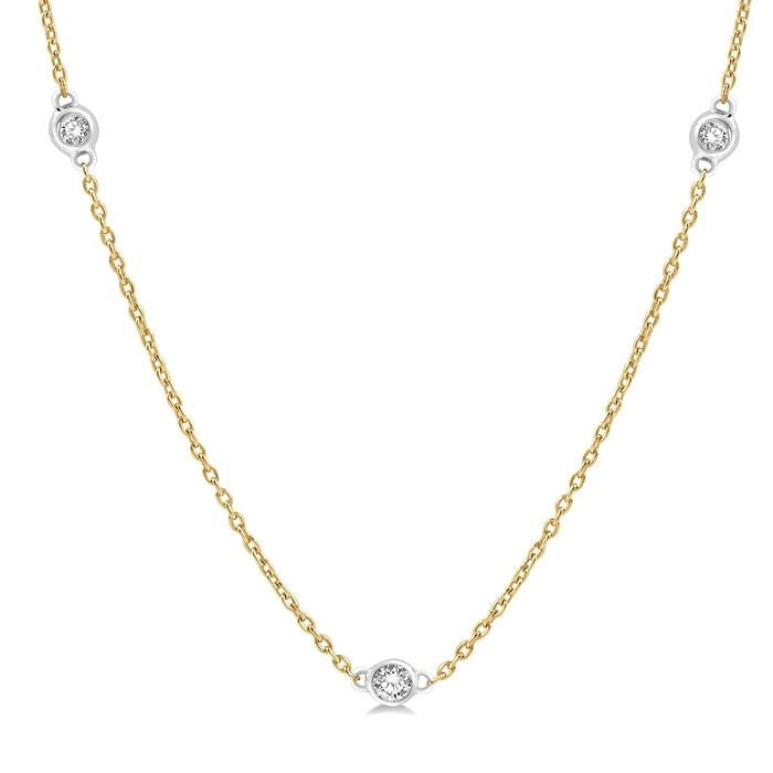 1/4 Ctw Round Cut Diamond Fashion Necklace in 14K Yellow and White Gold
