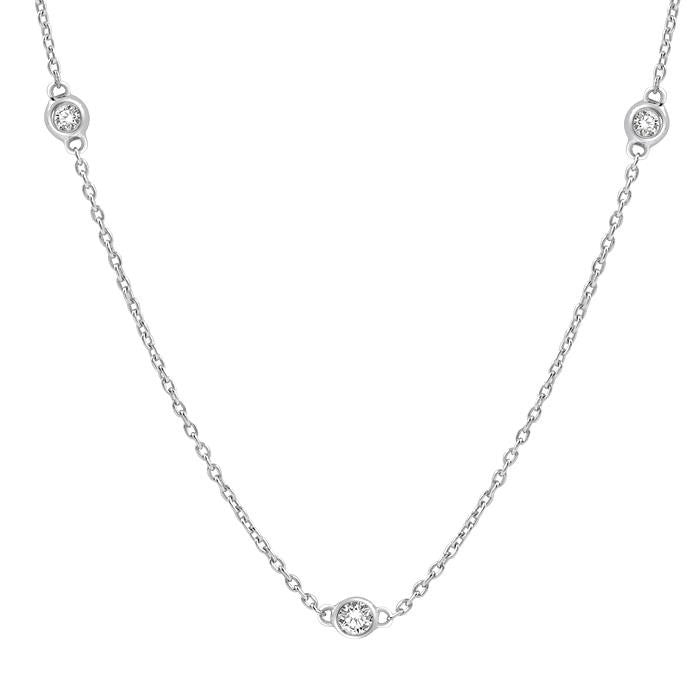 1/4 Ctw Round Cut Diamond Fashion Necklace in 14K White Gold
