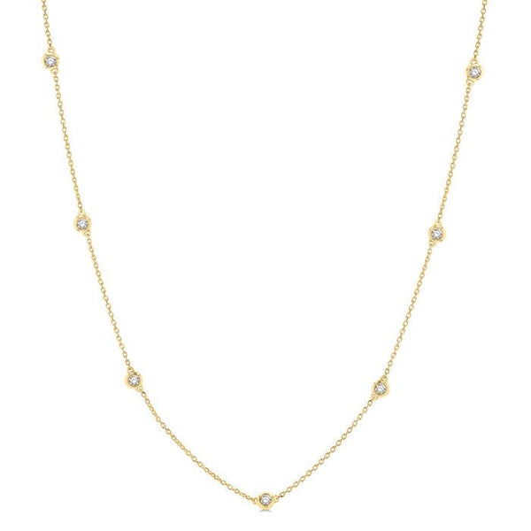1/3 Ctw Round Cut Diamond Station Necklace in 14K Yellow Gold