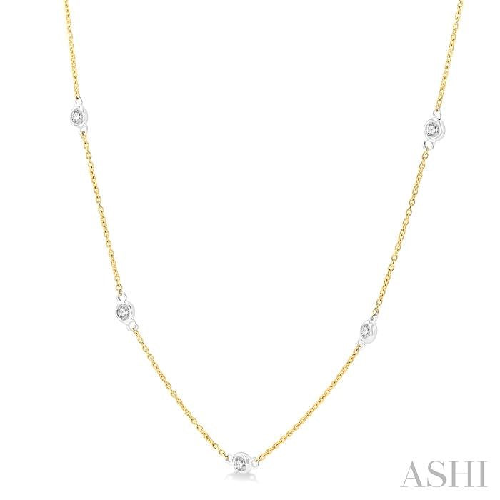 1/3 Ctw Round Cut Diamond Station Necklace in 14K Yellow and White Gold