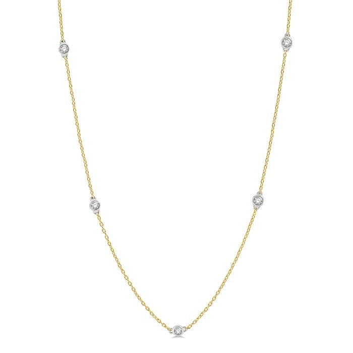 3/4 Ctw Round Cut Diamond Fashion Necklace in 14K Yellow and White Gold