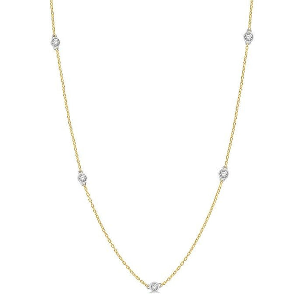 3/4 Ctw Round Cut Diamond Fashion Necklace in 14K Yellow and White Gold