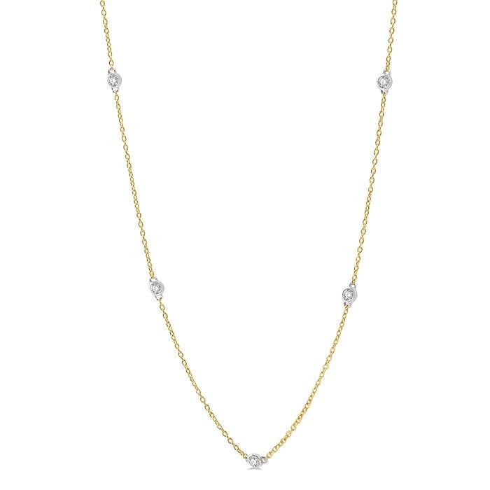 3/4 Ctw Round Cut Diamond Fashion Necklace in 14K Yellow and White Gold