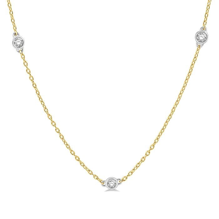 3/4 Ctw Round Cut Diamond Fashion Necklace in 14K Yellow and White Gold