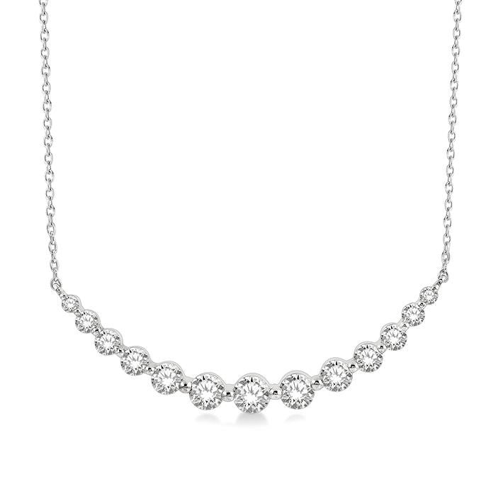 1 Ctw Diamond Smile Necklace in 14K White Gold