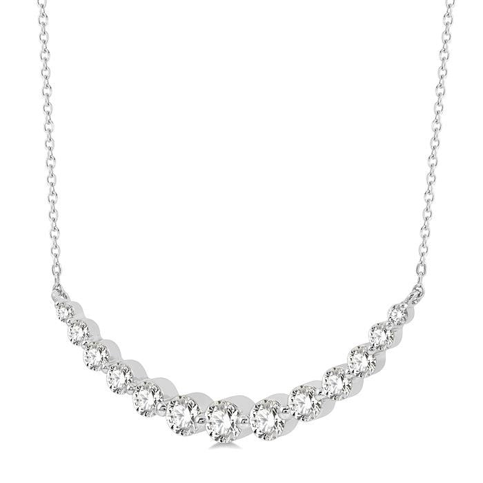 1 Ctw Diamond Smile Necklace in 14K White Gold
