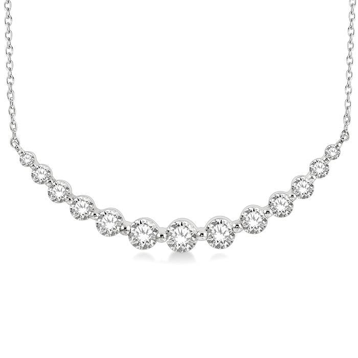 1 Ctw Diamond Smile Necklace in 14K White Gold