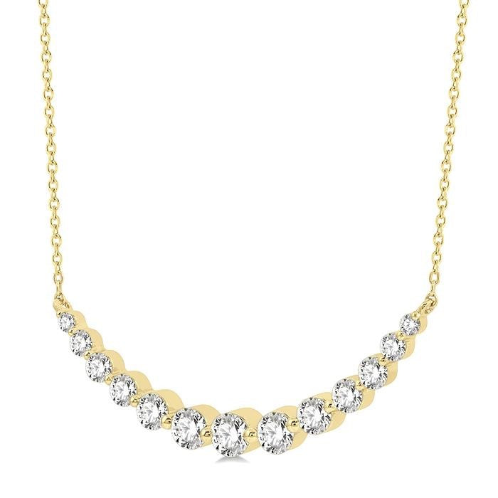 1 Ctw Diamond Smile Necklace In 14K Yellow Gold
