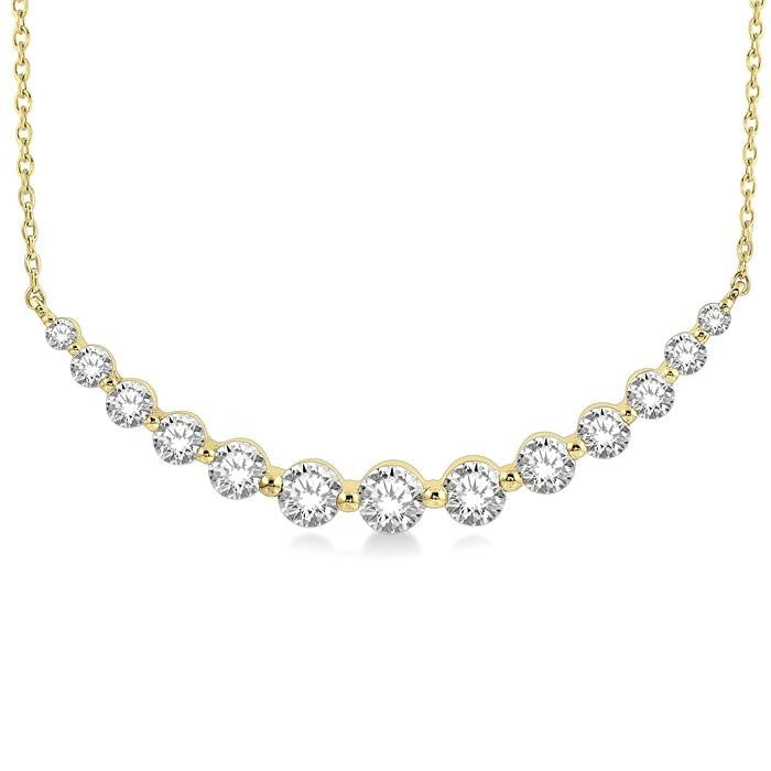 1 Ctw Diamond Smile Necklace In 14K Yellow Gold