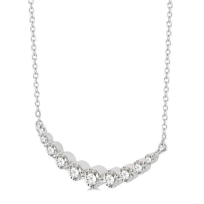 1/2 Ctw Diamond Smile Necklace in 14K White Gold