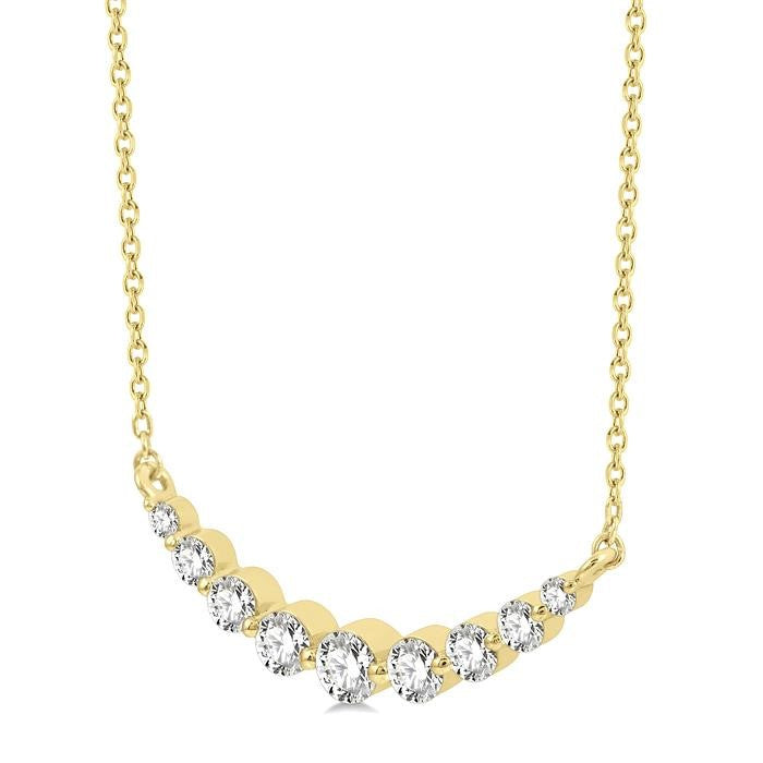 1/2 Ctw Diamond Smile Necklace in 14K Yellow Gold