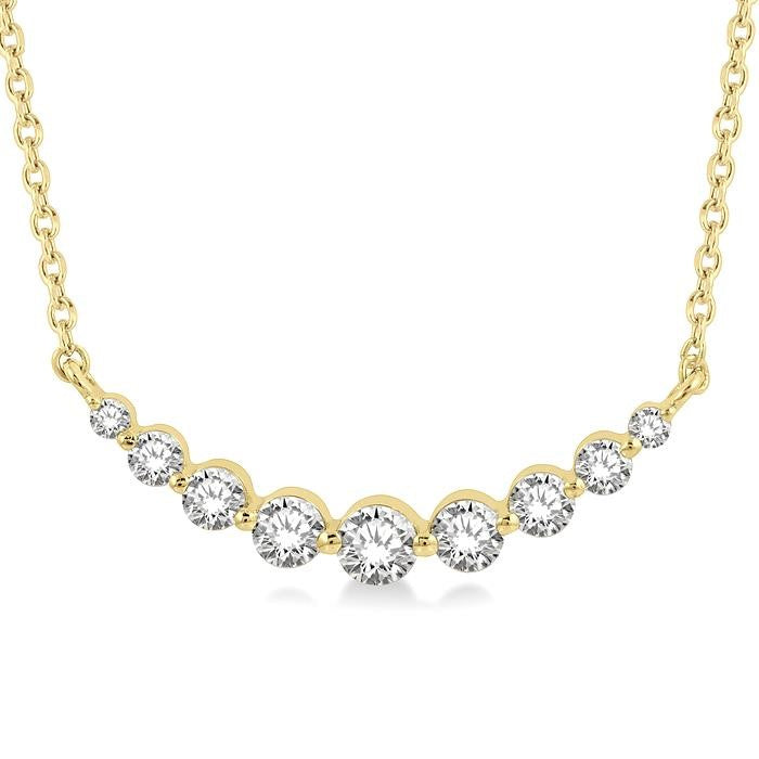 1/2 Ctw Diamond Smile Necklace in 14K Yellow Gold