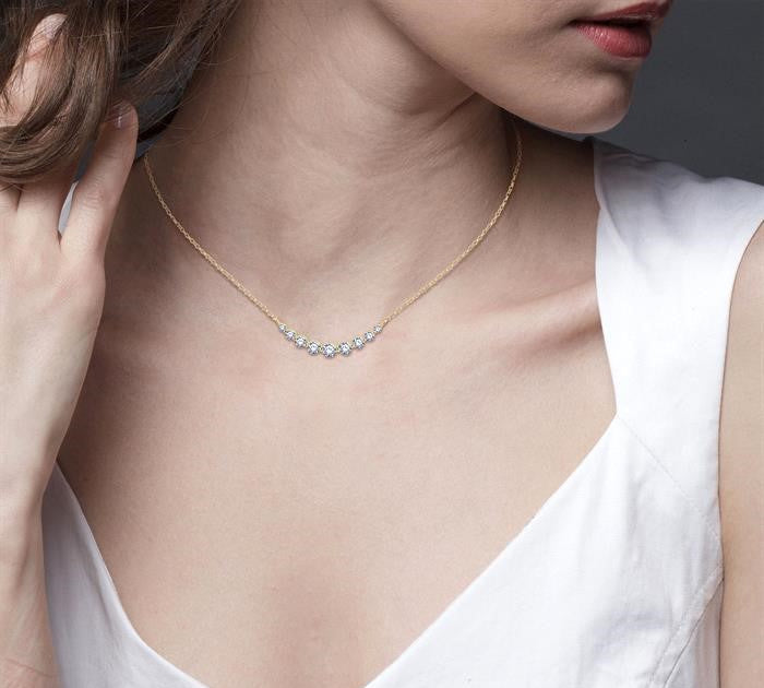 1/2 Ctw Diamond Smile Necklace in 14K Yellow Gold