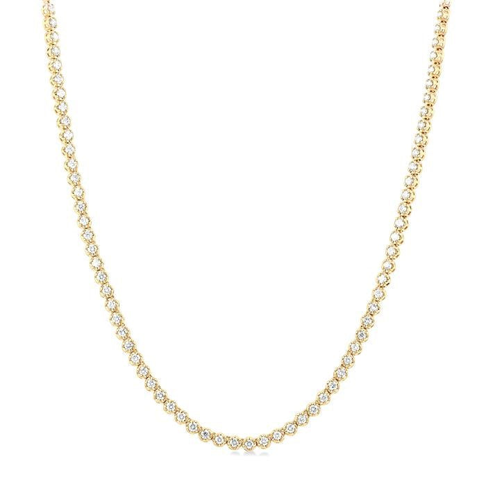 3 Ctw Illusion Round Cut Diamond Eternity Tennis Necklace in 14K Yellow Gold