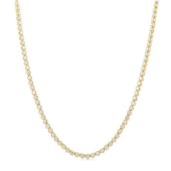 3 Ctw Illusion Round Cut Diamond Eternity Tennis Necklace in 14K Yellow Gold