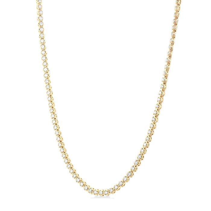 3 Ctw Illusion Round Cut Diamond Eternity Tennis Necklace in 14K Yellow Gold