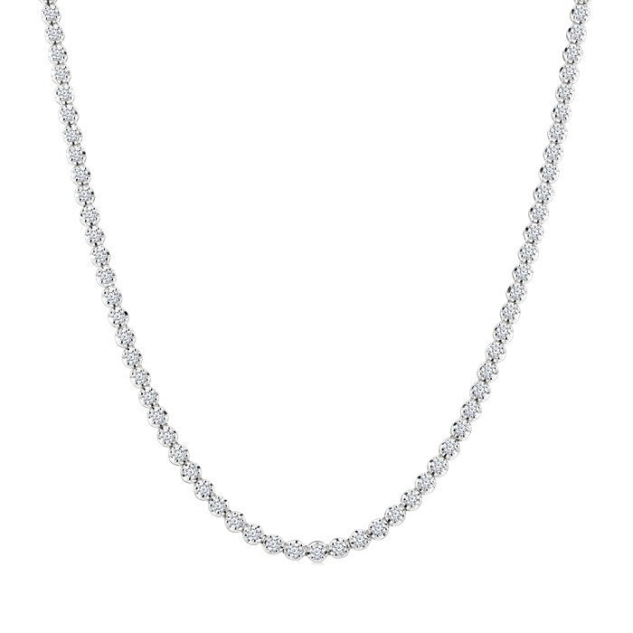5 Ctw Illusion Round Cut Diamond Eternity Tennis Necklace in 14K White Gold