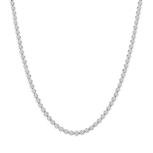 5 Ctw Illusion Round Cut Diamond Eternity Tennis Necklace in 14K White Gold