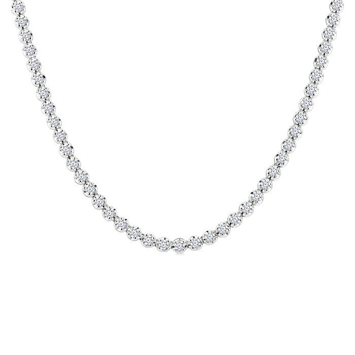 5 Ctw Illusion Round Cut Diamond Eternity Tennis Necklace in 14K White Gold