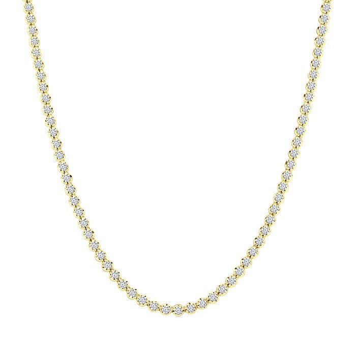 5 Ctw Illusion Round Cut Diamond Eternity Tennis Necklace in 14K Yellow Gold