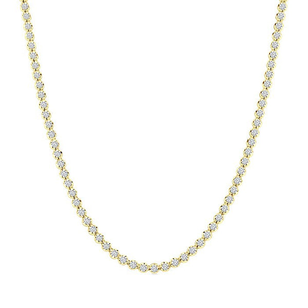 5 Ctw Illusion Round Cut Diamond Eternity Tennis Necklace in 14K Yellow Gold