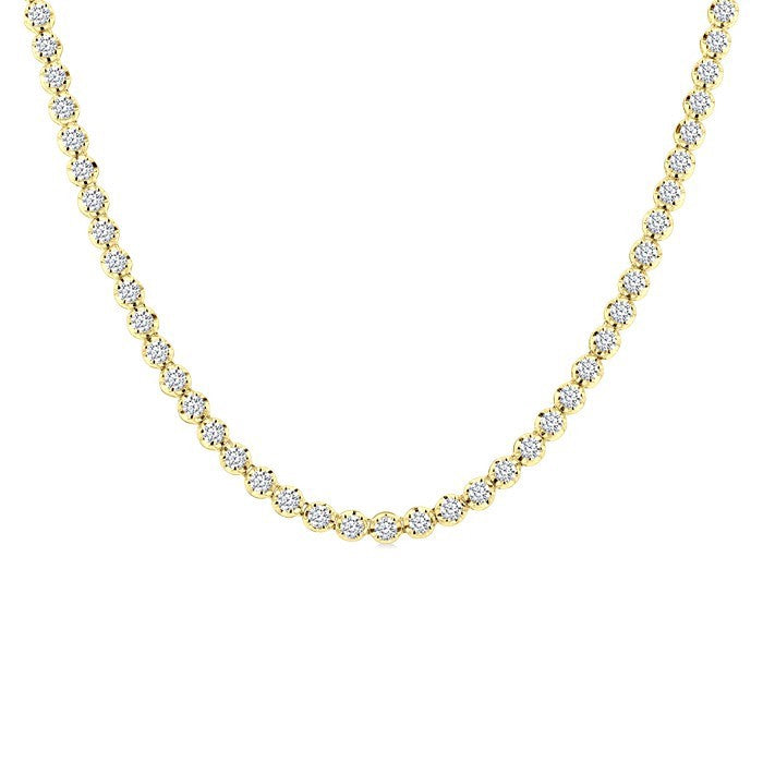5 Ctw Illusion Round Cut Diamond Eternity Tennis Necklace in 14K Yellow Gold