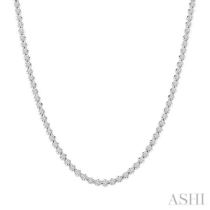 5 Ctw Illusion Round Cut Diamond Eternity Tennis Necklace in 14K White Gold