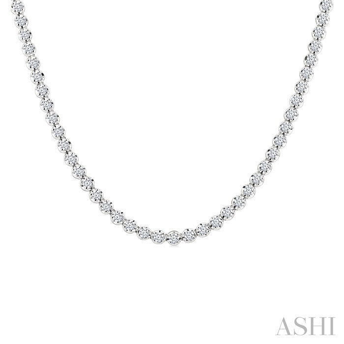5 Ctw Illusion Round Cut Diamond Eternity Tennis Necklace in 14K White Gold