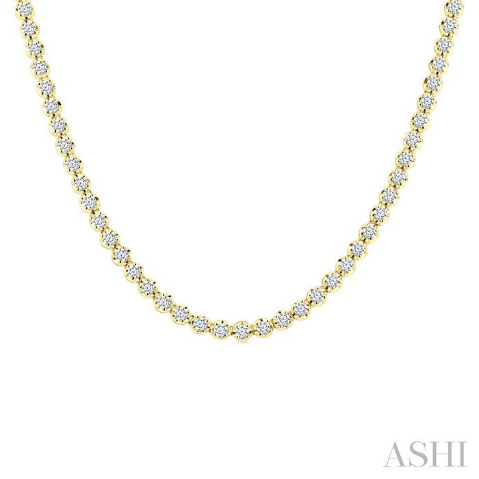 5 Ctw Illusion Round Cut Diamond Eternity Tennis Necklace in 14K Yellow Gold
