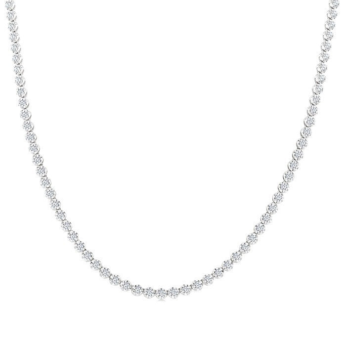 7 Ctw Illusion Round Cut Diamond Eternity Tennis Necklace in 14K White Gold