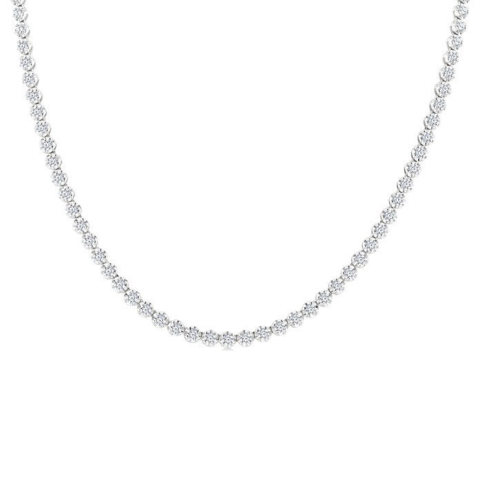 7 Ctw Illusion Round Cut Diamond Eternity Tennis Necklace in 14K White Gold