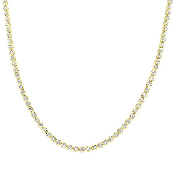 7 Ctw Illusion Round Cut Diamond Eternity Tennis Necklace in 14K Yellow Gold