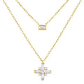 1/3 Ctw Baguette and Round Cut Diamond Layered Necklace in 14K Yellow Gold