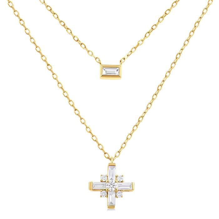 Baguette Diamond Layered Necklace