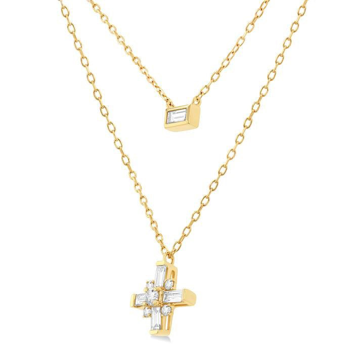 Baguette Diamond Layered Necklace