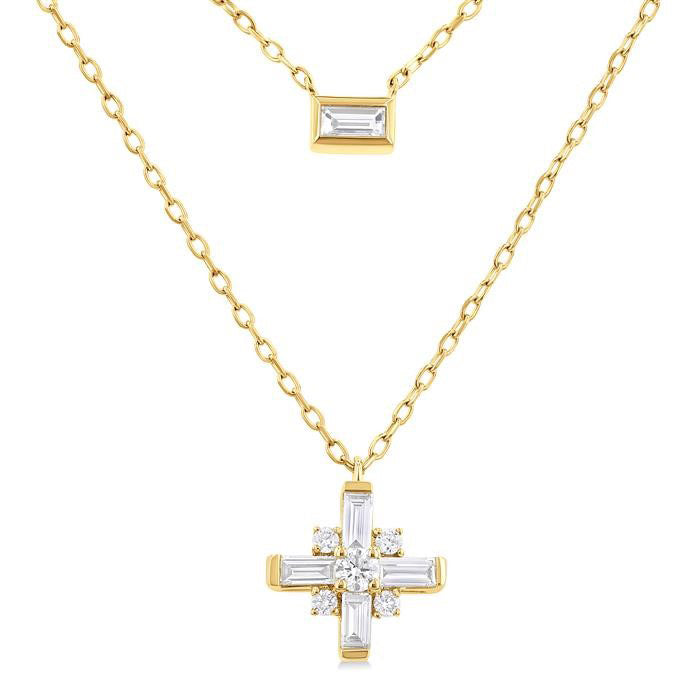 Baguette Diamond Layered Necklace