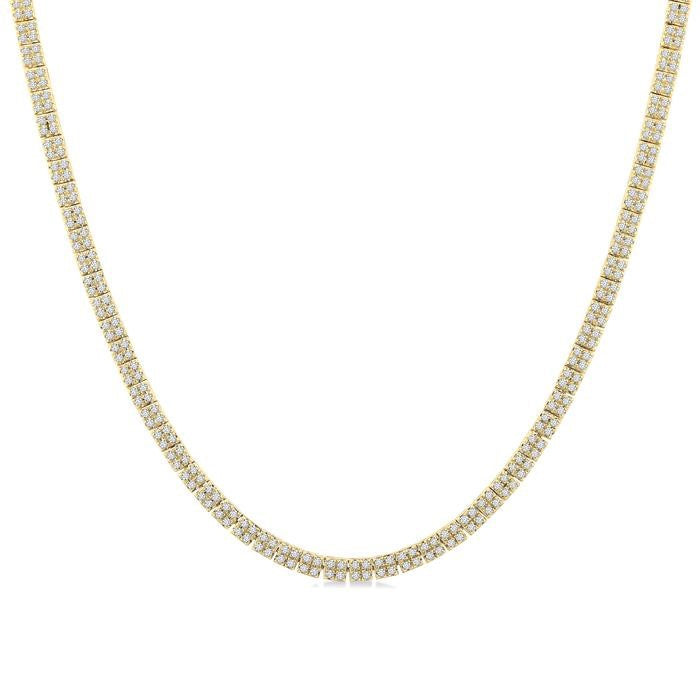1 Ctw Double Row Round Cut Diamond Necklace in 14K Yellow Gold