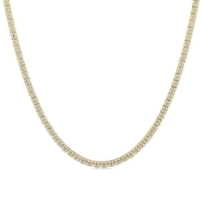 1 Ctw Double Row Round Cut Diamond Necklace in 14K Yellow Gold
