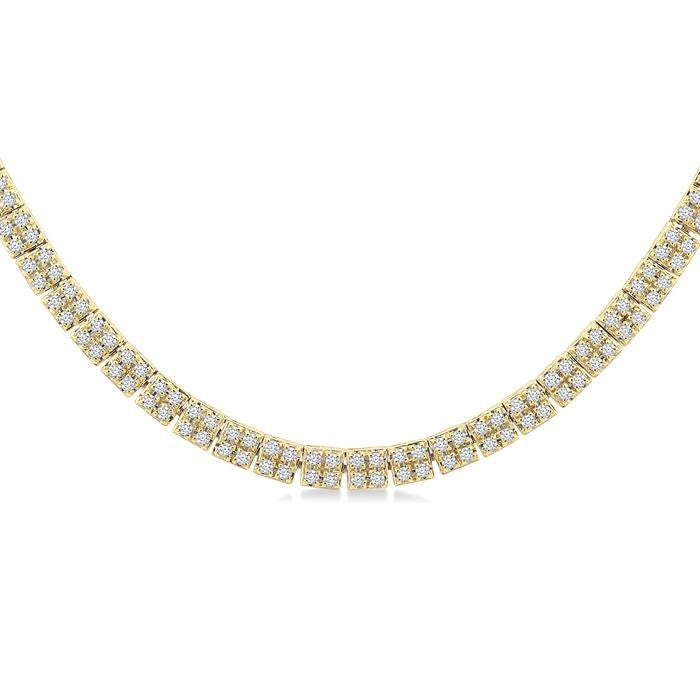 1 Ctw Double Row Round Cut Diamond Necklace in 14K Yellow Gold