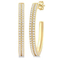 1/3 Ctw Double Row Round Cut Diamond Fashion Half Hoop Earrings in 10K Yellow Gold