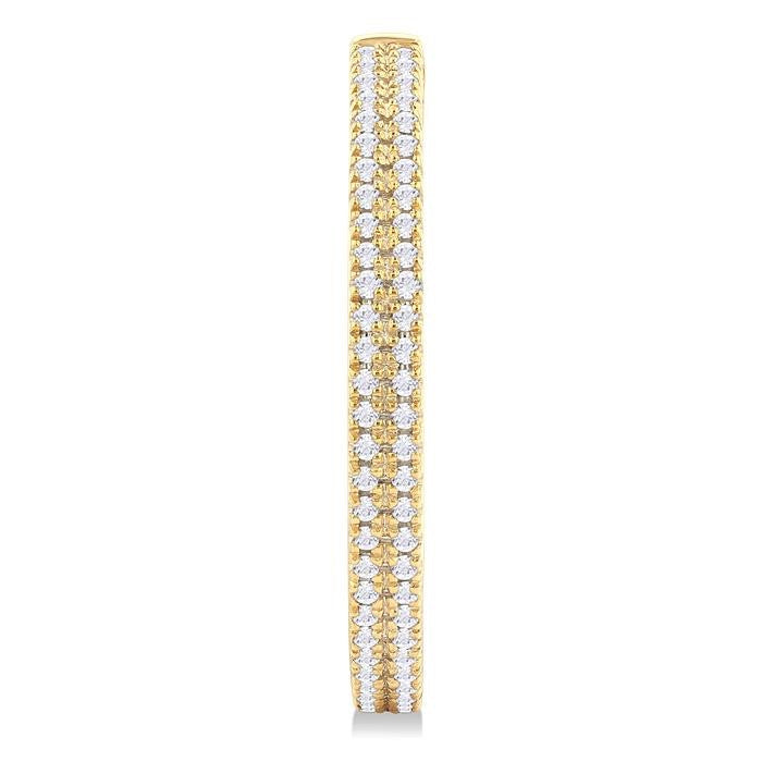 1/3 Ctw Double Row Round Cut Diamond Fashion Half Hoop Earrings in 10K Yellow Gold